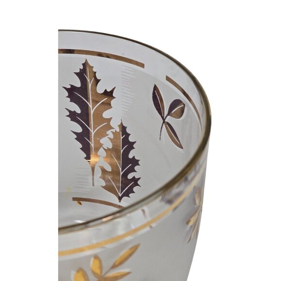 Libbey Golden Foliage 22K Gold Leaf Design Frosted Ice Bucket & Glasses - Picture 5 of 16